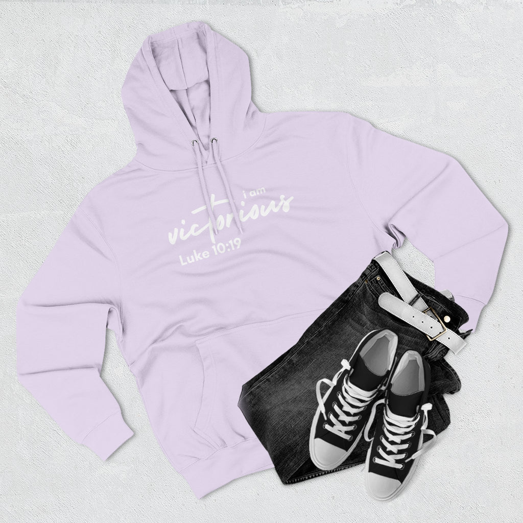 I Am Victorious Hoodie — Luke 10:19 Christian Scripture Fleece Pullover
