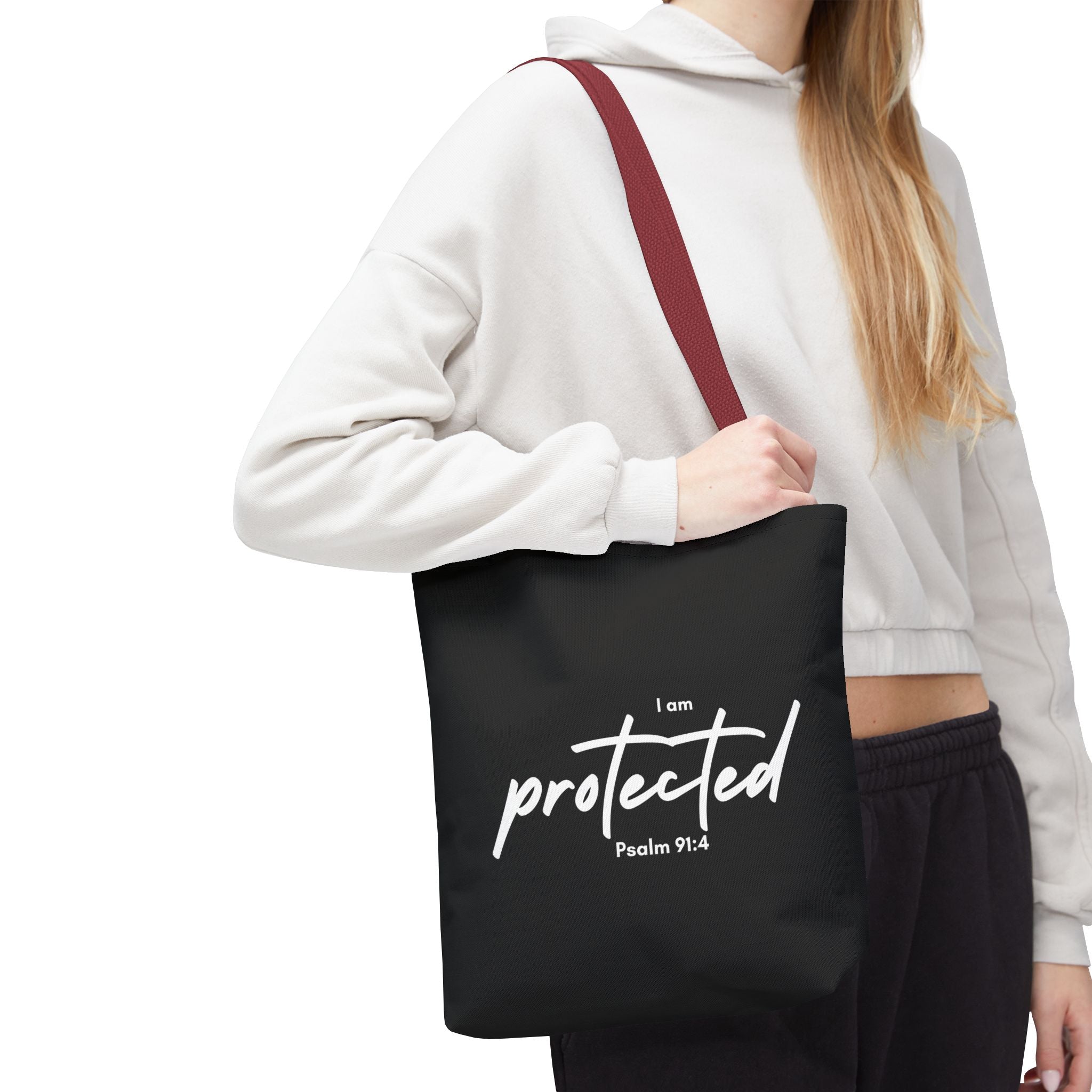 I Am Protected Tote Bag — Psalm 91:4 Christian Scripture Canvas Tote | Faith-Based Carryall