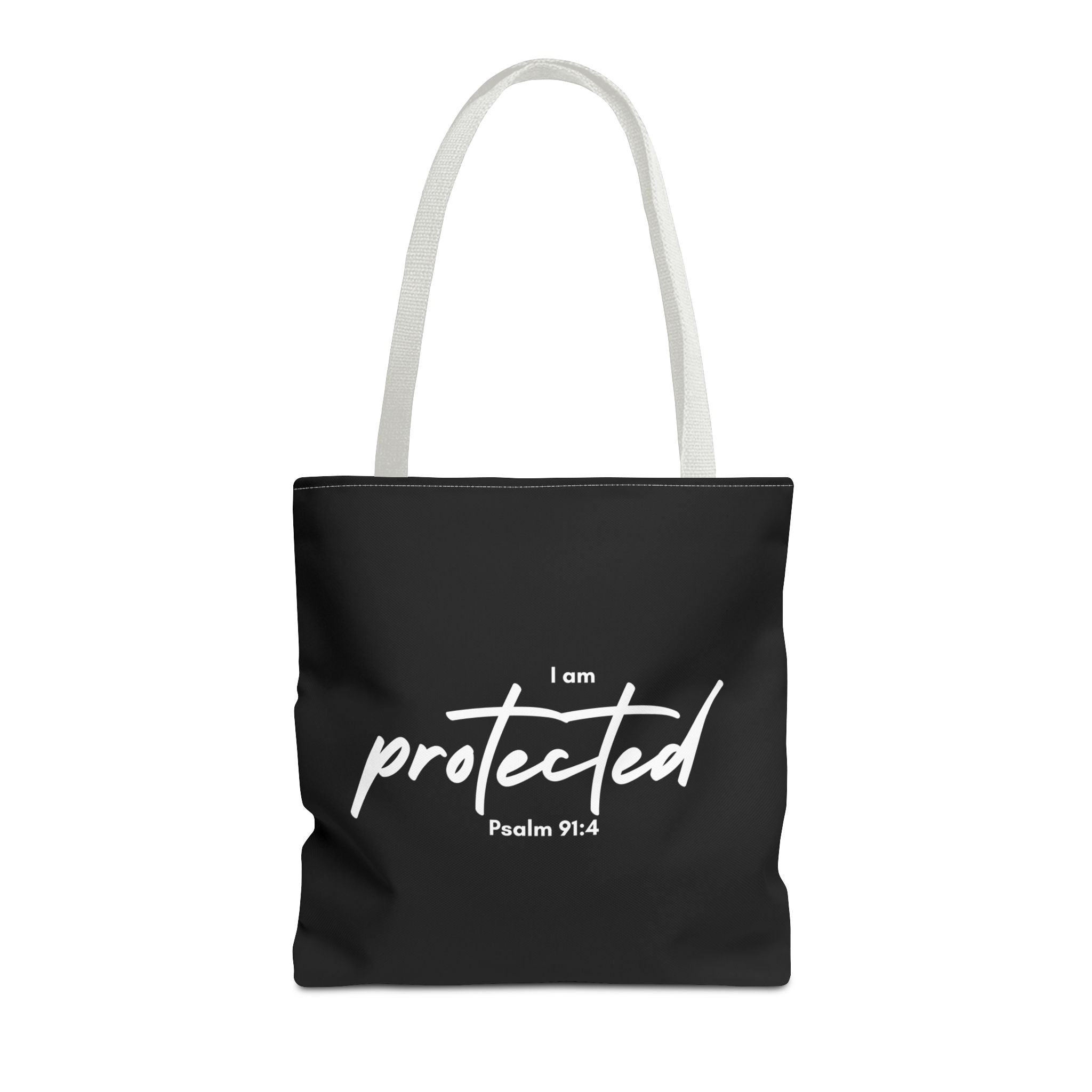 I Am Protected Tote Bag — Psalm 91:4 Christian Scripture Canvas Tote | Faith-Based Carryall
