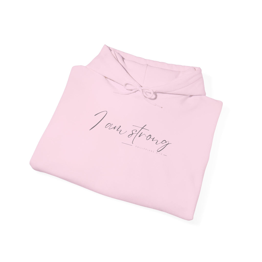 I Am Strong Hoodie – Philippians 4:13 Christian Unisex Faith Sweatshirt
