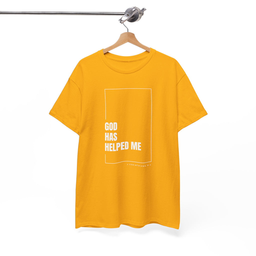 God Has Helped Me Christian T-Shirt – 2 Corinthians 6:2 Faith Tee | Unisex Heavy Cotton Shirt