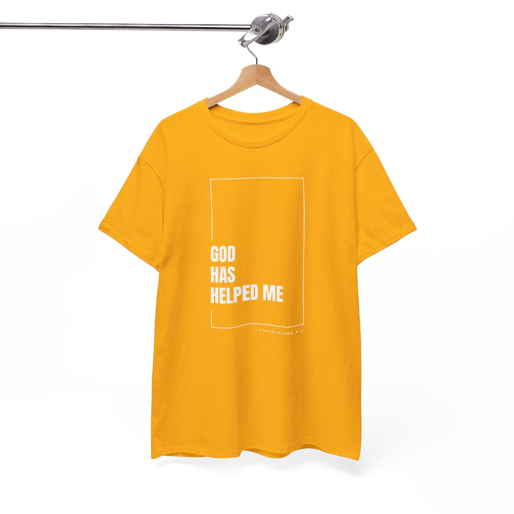 God Has Helped Me Christian T-Shirt – 2 Corinthians 6:2 Faith Tee | Unisex Heavy Cotton Shirt
