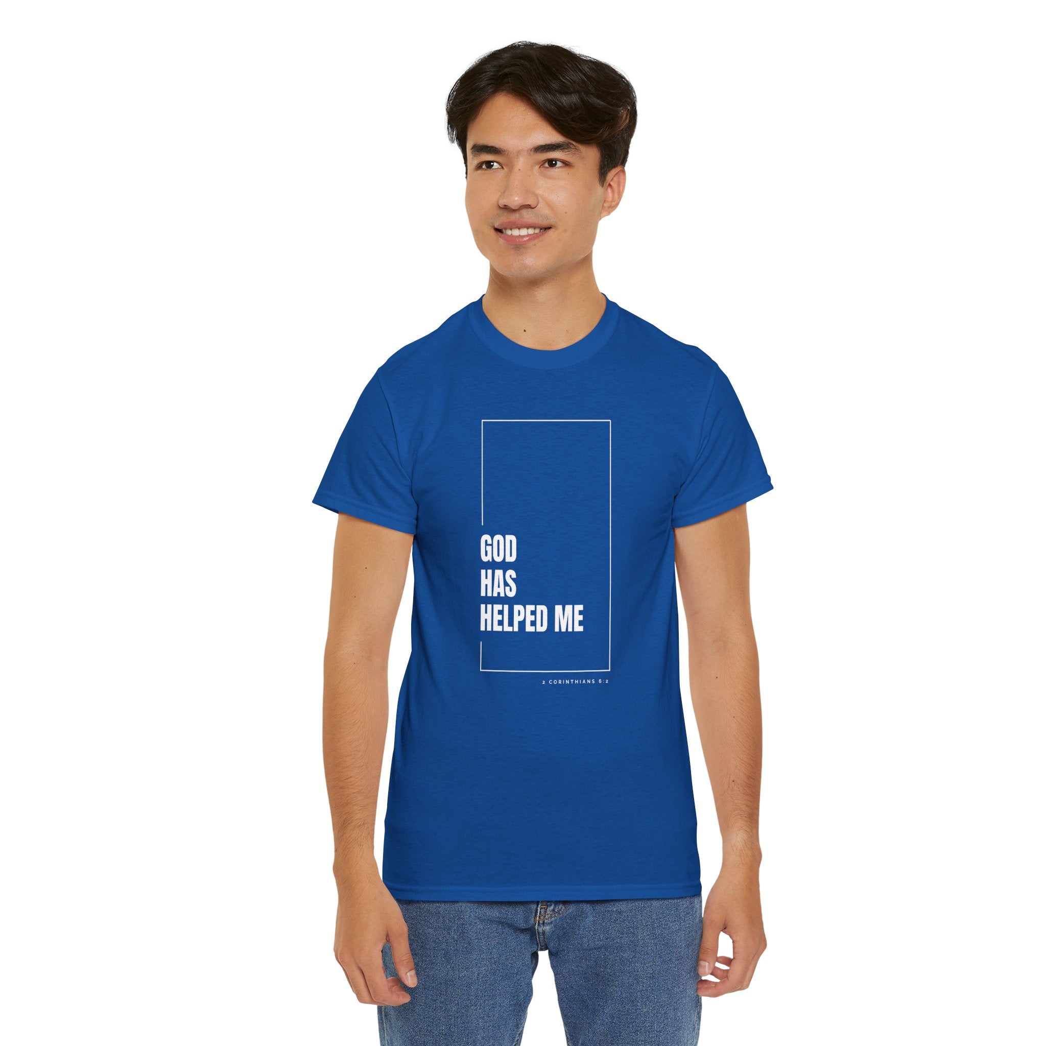 God Has Helped Me Christian T-Shirt – 2 Corinthians 6:2 Faith Tee | Unisex Heavy Cotton Shirt