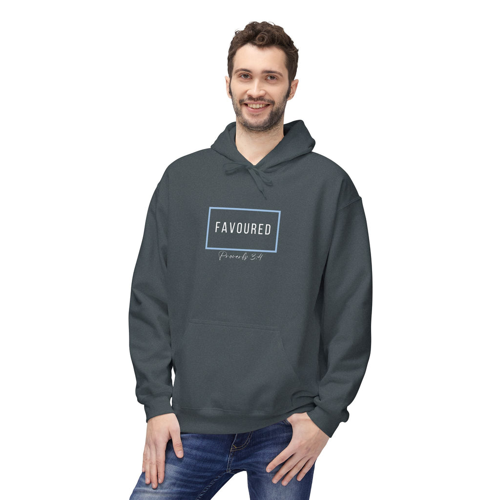 Favoured Christian Hoodie – Proverbs 3:4 Minimalist Script Hoodie | Faith-Based Unisex Pullover