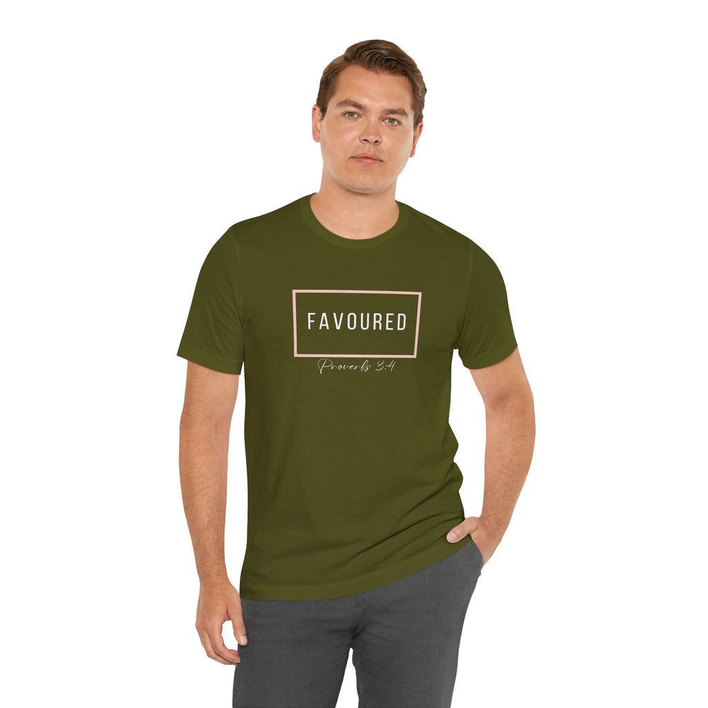 Favoured Christian T-Shirt – Proverbs 3:4 Scripture Tee | Faith-Based Unisex Shirt
