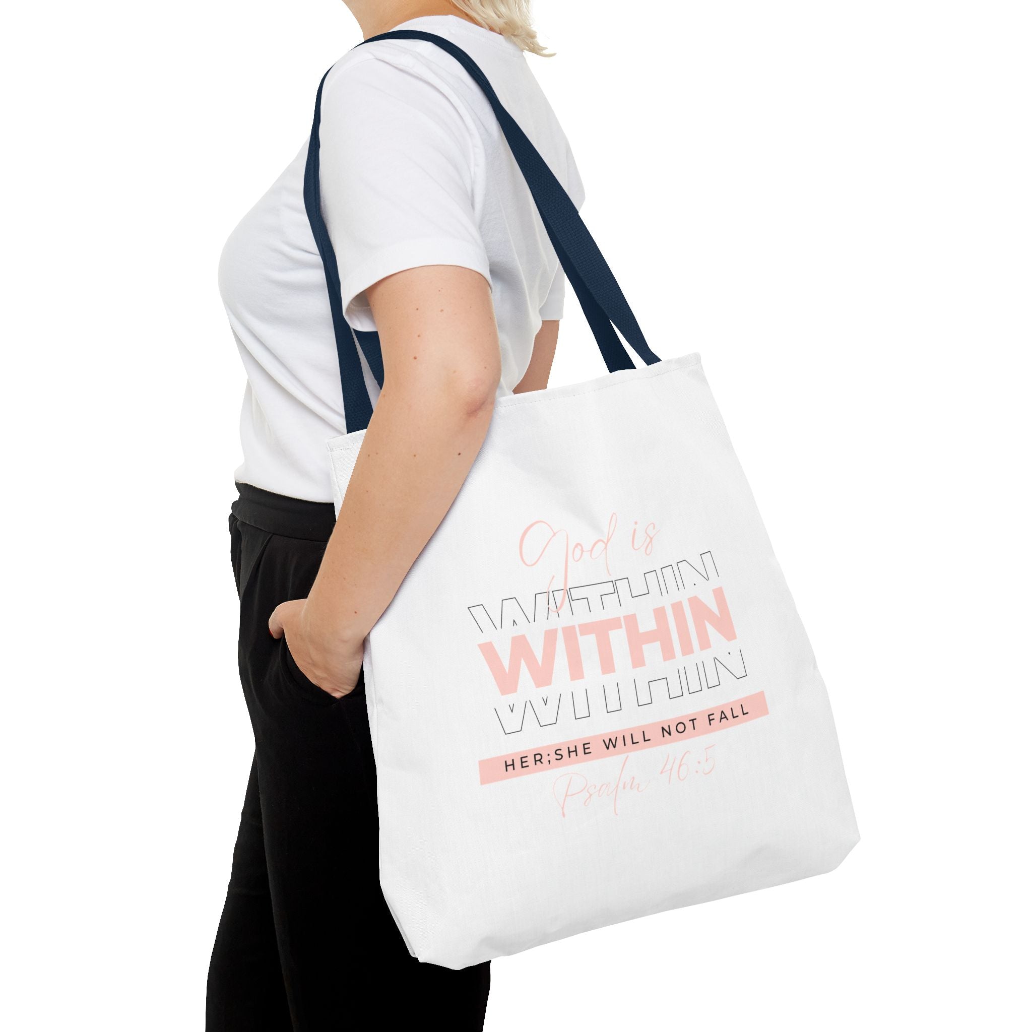 God Is Within Her Tote Bag – Psalm 46:5 Christian Scripture Tote for Women