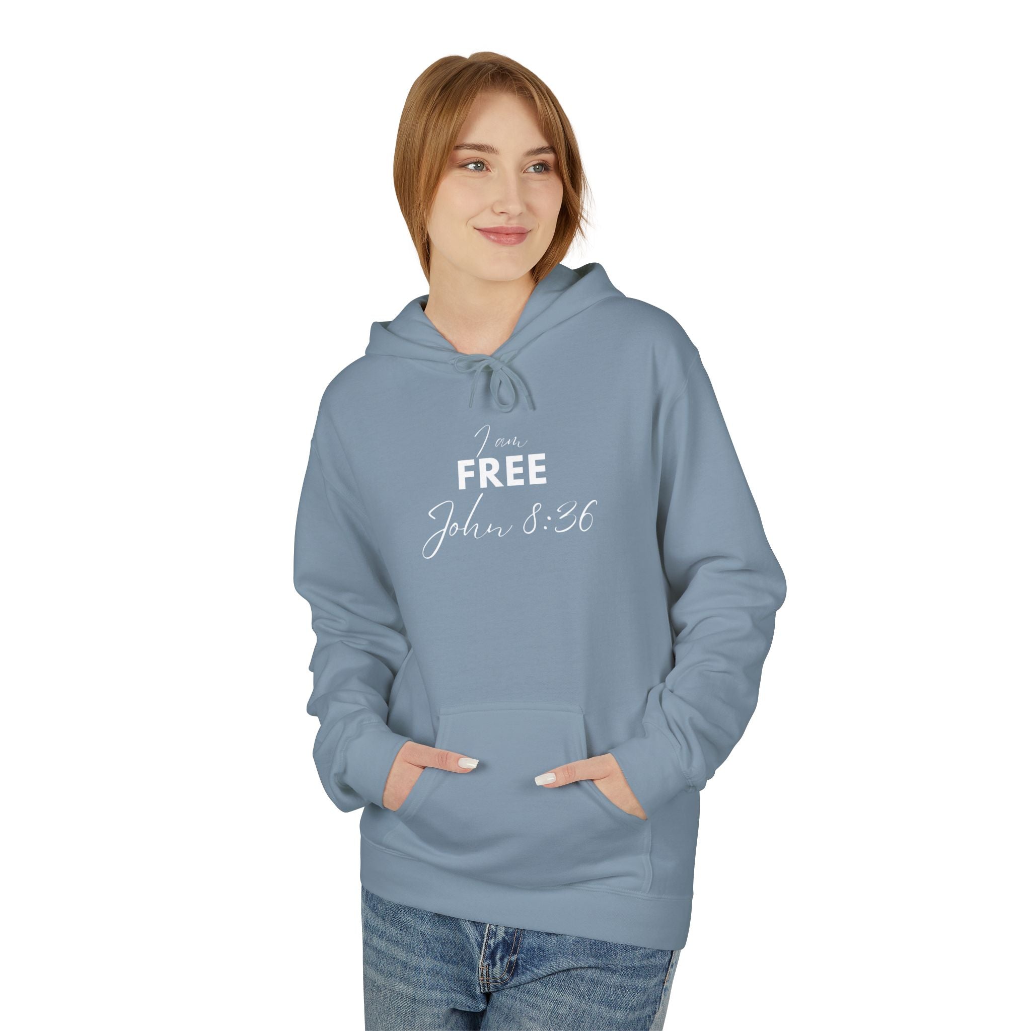 I Am Free Hoodie – John 8:36 Christian Scripture Hoodie | Faith-Based Inspirational Pullover