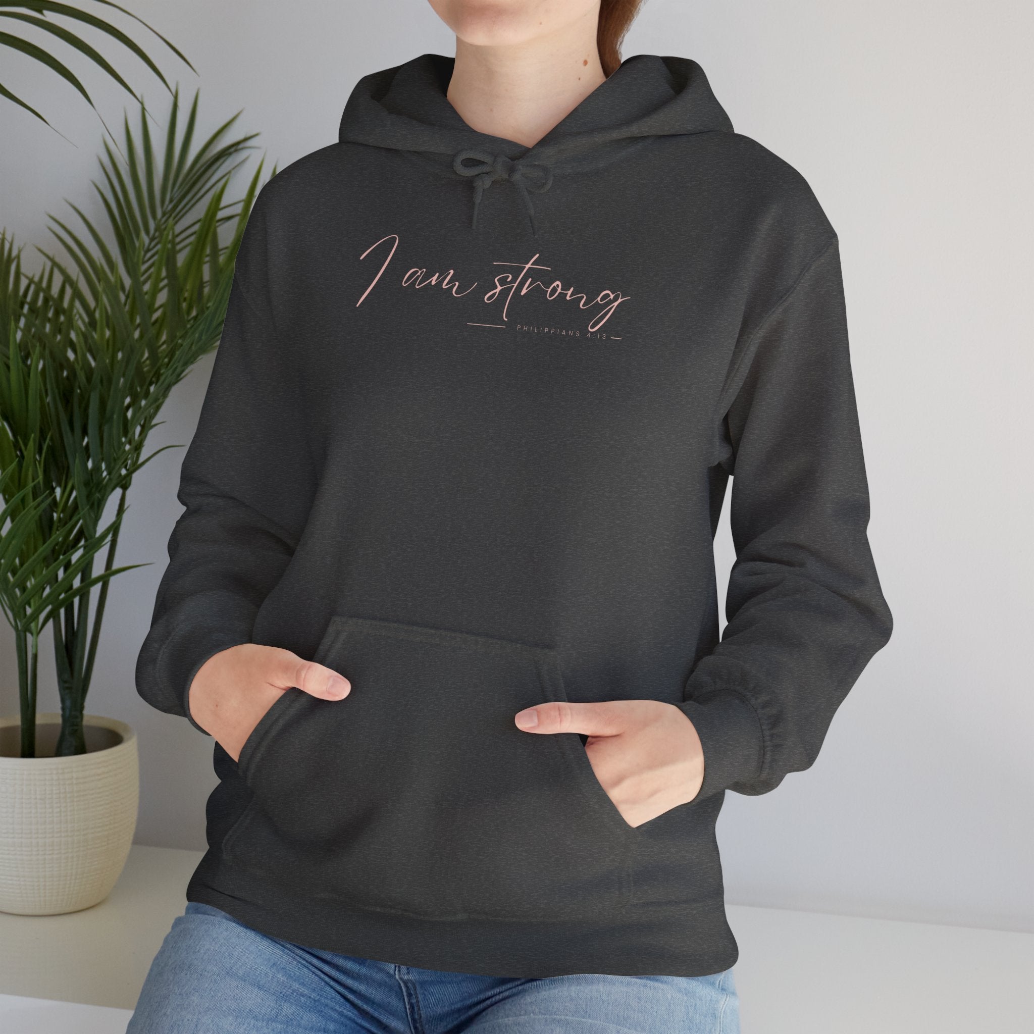 I Am Strong Hoodie – Philippians 4:13 Christian Unisex Faith Sweatshirt