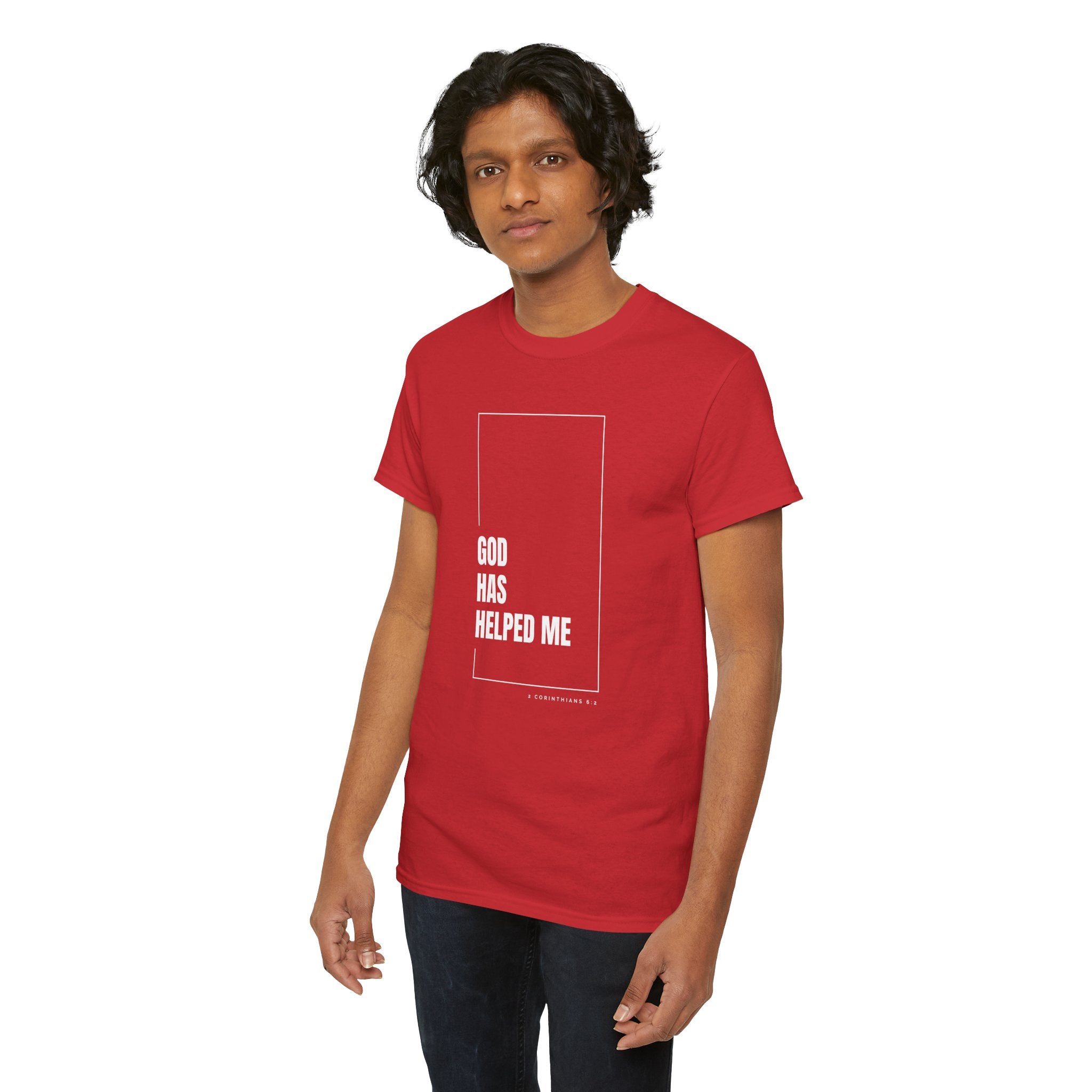 God Has Helped Me Christian T-Shirt – 2 Corinthians 6:2 Faith Tee | Unisex Heavy Cotton Shirt