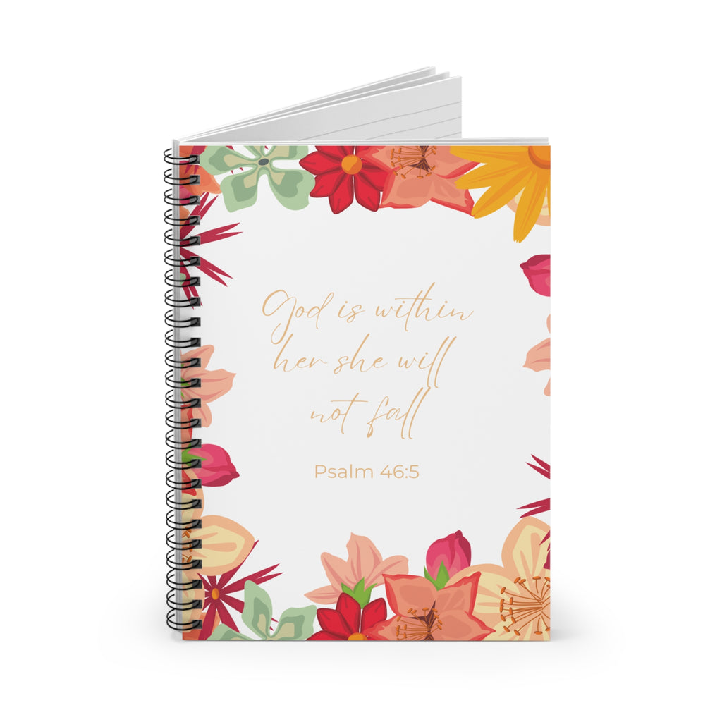 God Is Within Her Spiral Notebook — Psalm 46:5 Christian Journal for Women | Faith-Based Prayer & Bible Study Notebook