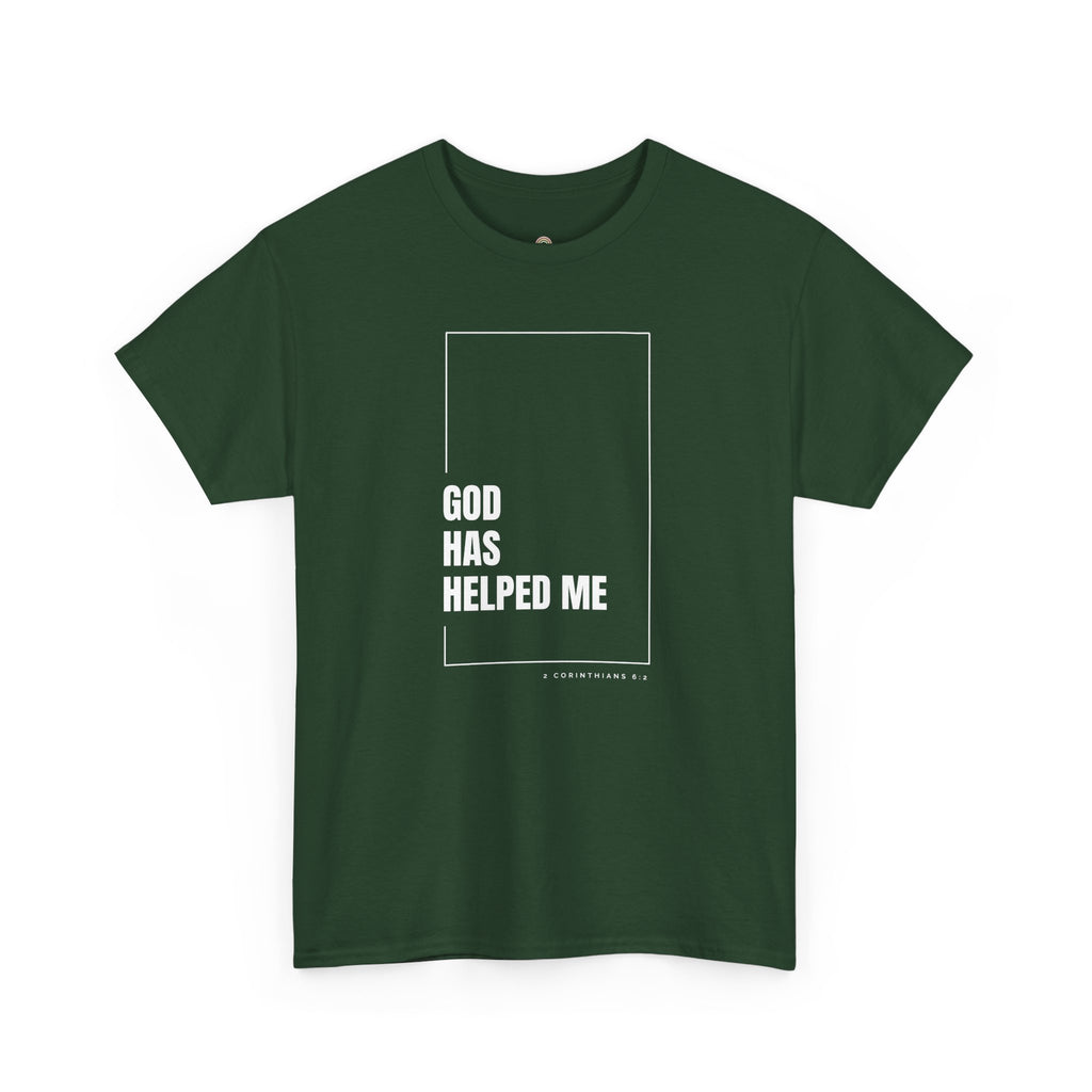 God Has Helped Me Christian T-Shirt – 2 Corinthians 6:2 Faith Tee | Unisex Heavy Cotton Shirt