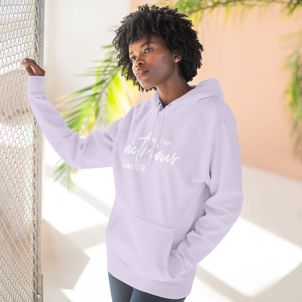 I Am Victorious Hoodie — Luke 10:19 Christian Scripture Fleece Pullover