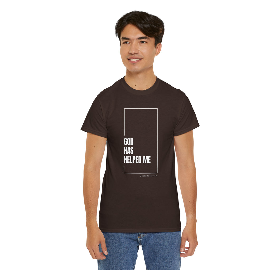 God Has Helped Me Christian T-Shirt – 2 Corinthians 6:2 Faith Tee | Unisex Heavy Cotton Shirt