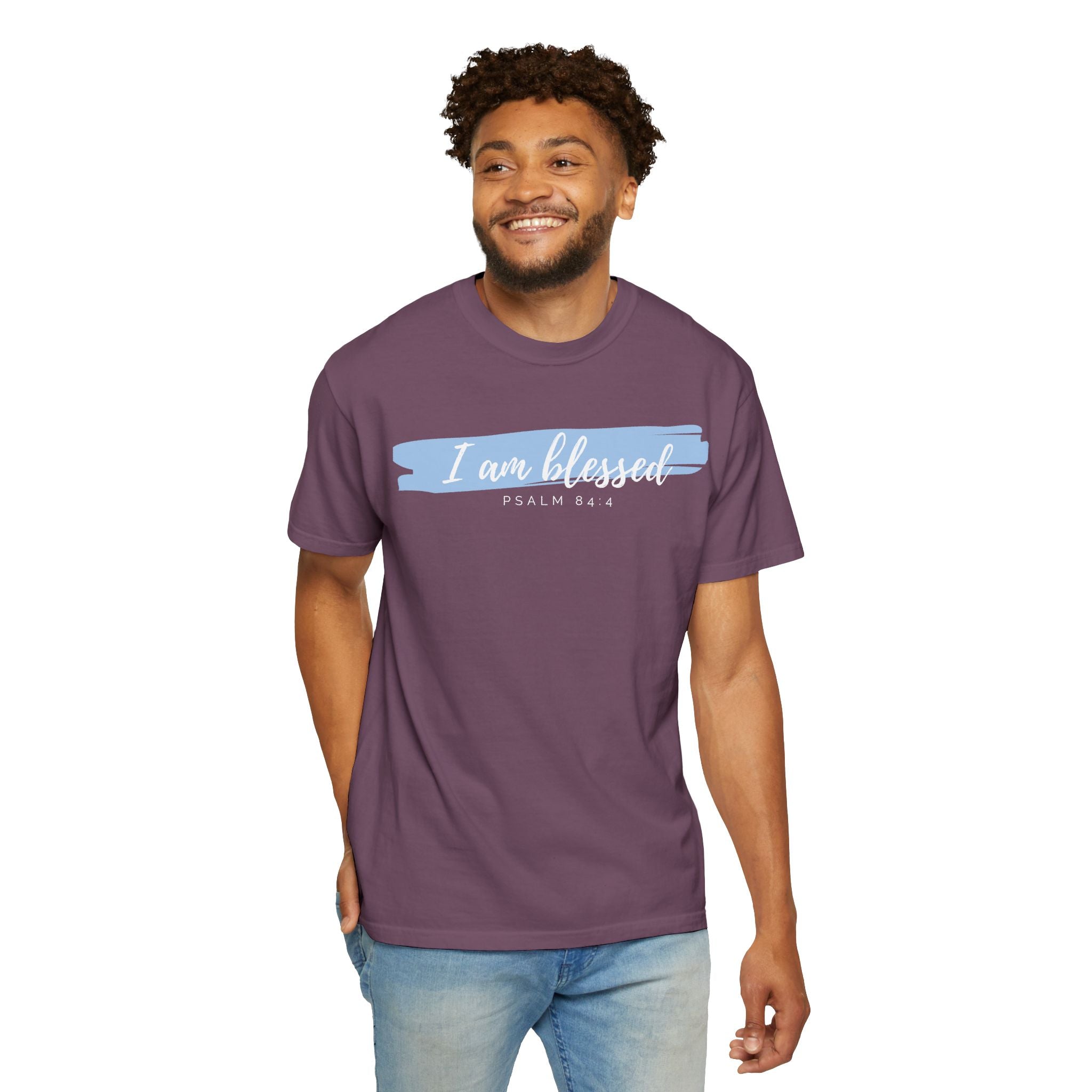 I Am Blessed Christian T-Shirt — Psalm 84:4 Scripture Tee | Garment-Dyed Faith Shirt