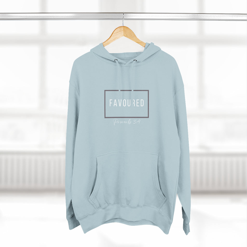 Favoured Christian Hoodie – Proverbs 3:4 Scripture Minimalist Hoodie | Faith-Based Unisex Fleece Pullover
