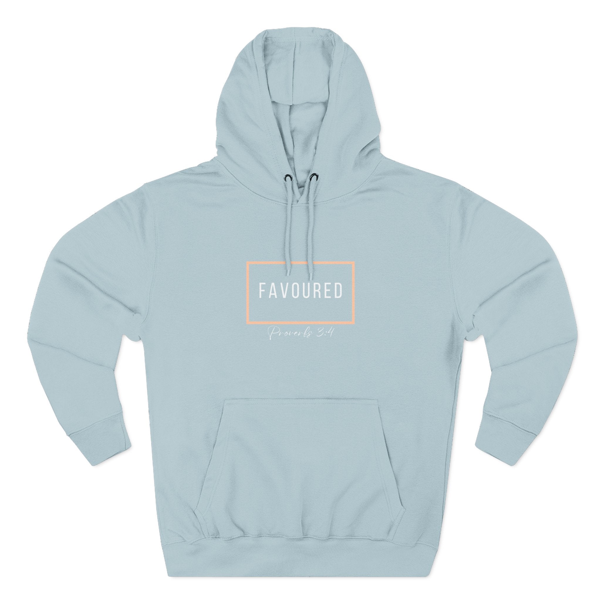 Favoured Christian Hoodie – Proverbs 3:4 Scripture Minimalist Hoodie | Faith-Based Unisex Fleece Pullover
