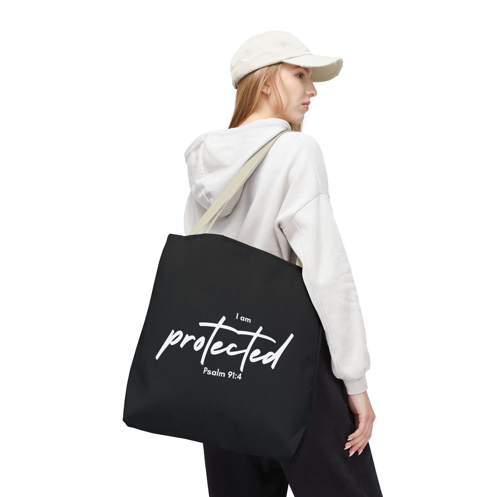 I Am Protected Tote Bag — Psalm 91:4 Christian Scripture Canvas Tote | Faith-Based Carryall