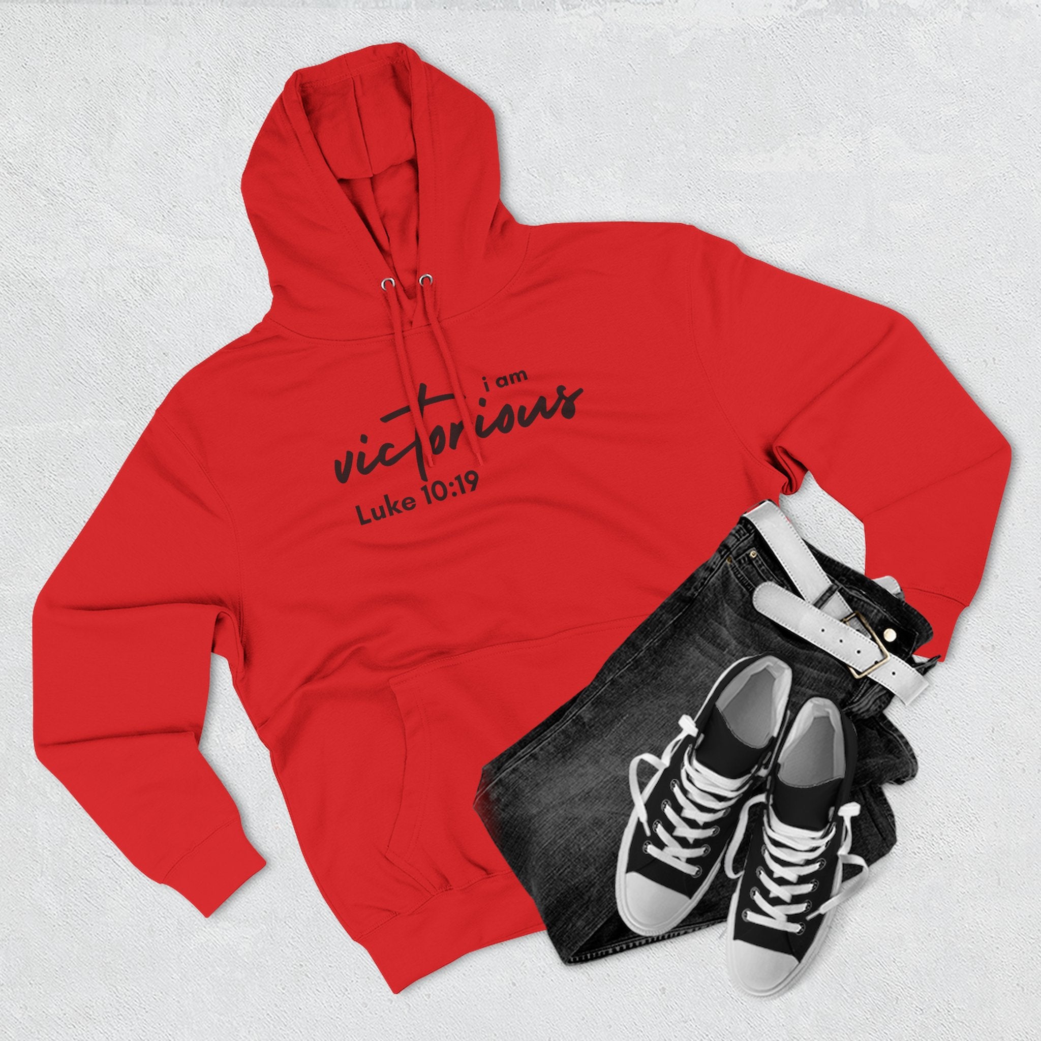 I Am Victorious Hoodie — Luke 10:19 Christian Scripture Fleece Pullover
