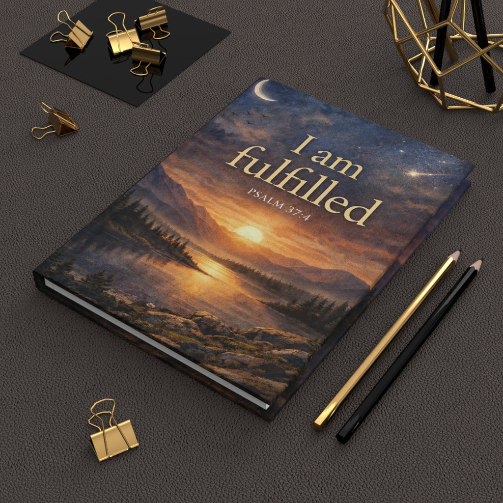 I Am Fulfilled Hardcover Journal — Psalm 37:4 Christian Scripture Notebook | Matte Faith Journal