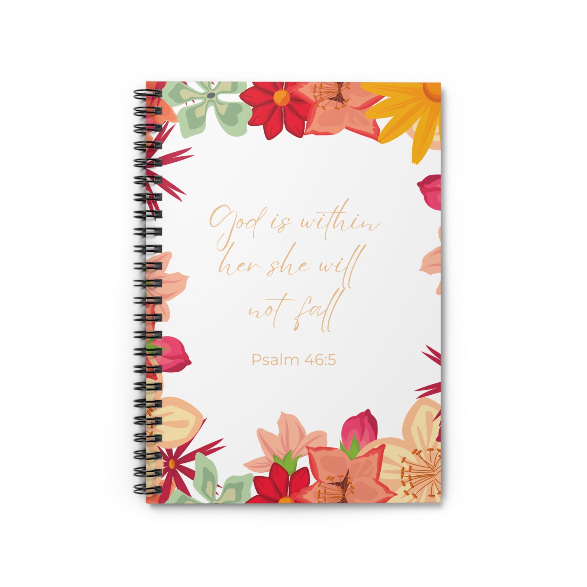 God Is Within Her Spiral Notebook — Psalm 46:5 Christian Journal for Women | Faith-Based Prayer & Bible Study Notebook