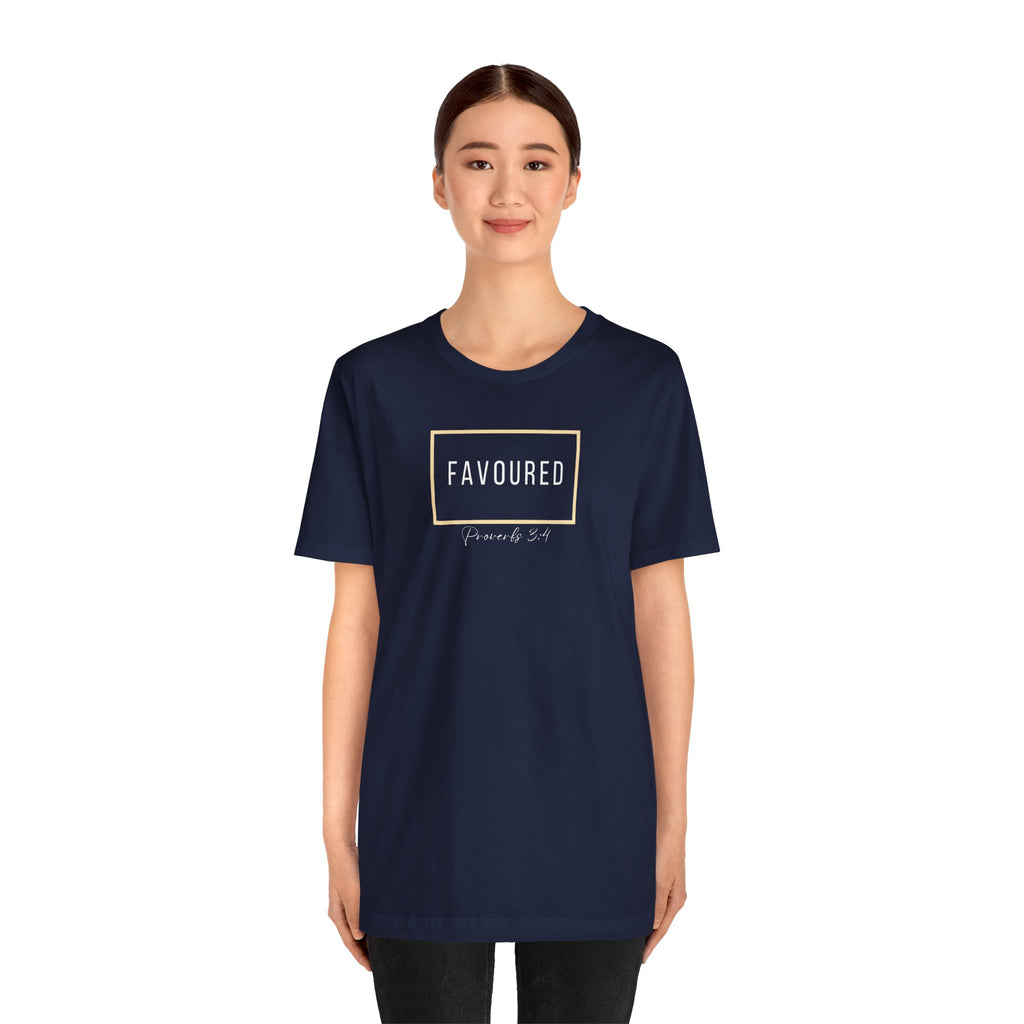 Favoured Christian T-Shirt – Proverbs 3:4 Scripture Tee | Faith-Based Unisex Shirt