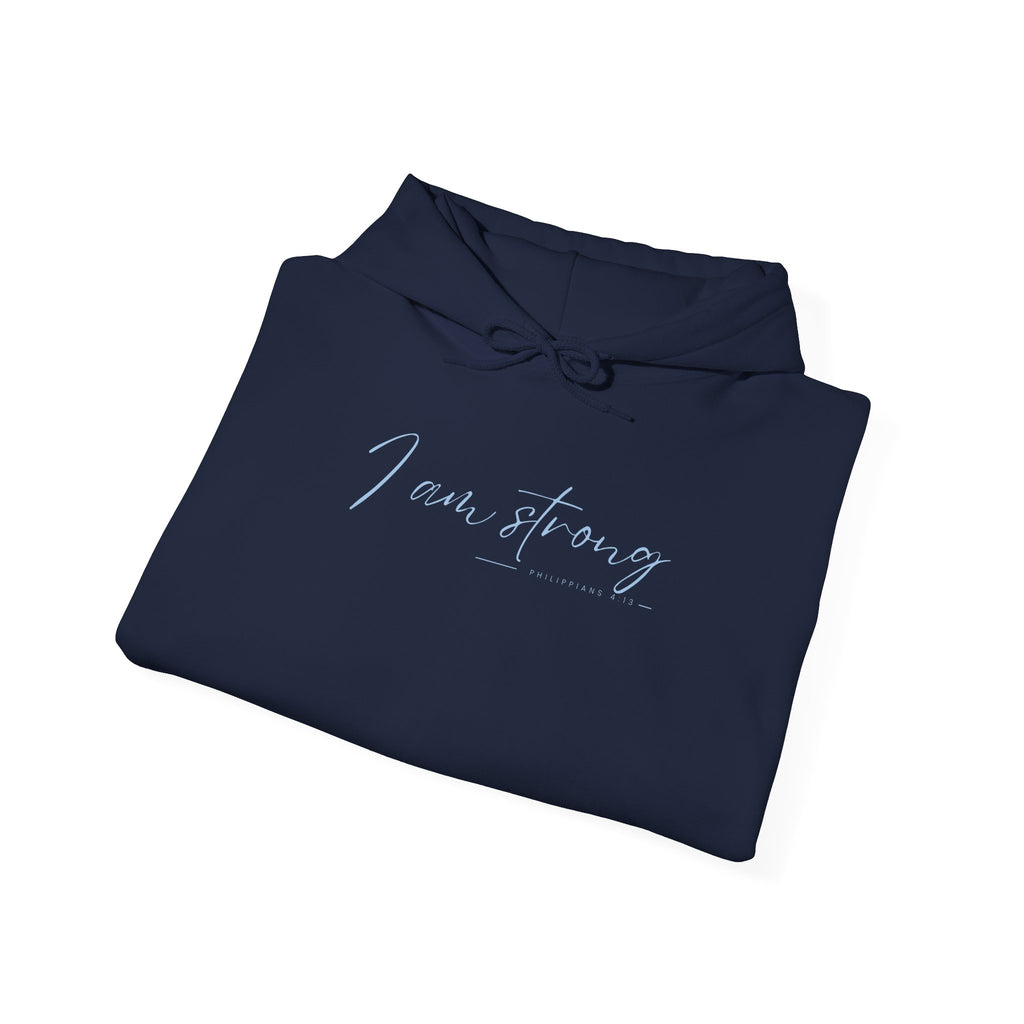 I Am Strong Hoodie – Philippians 4:13 Christian Unisex Faith Sweatshirt