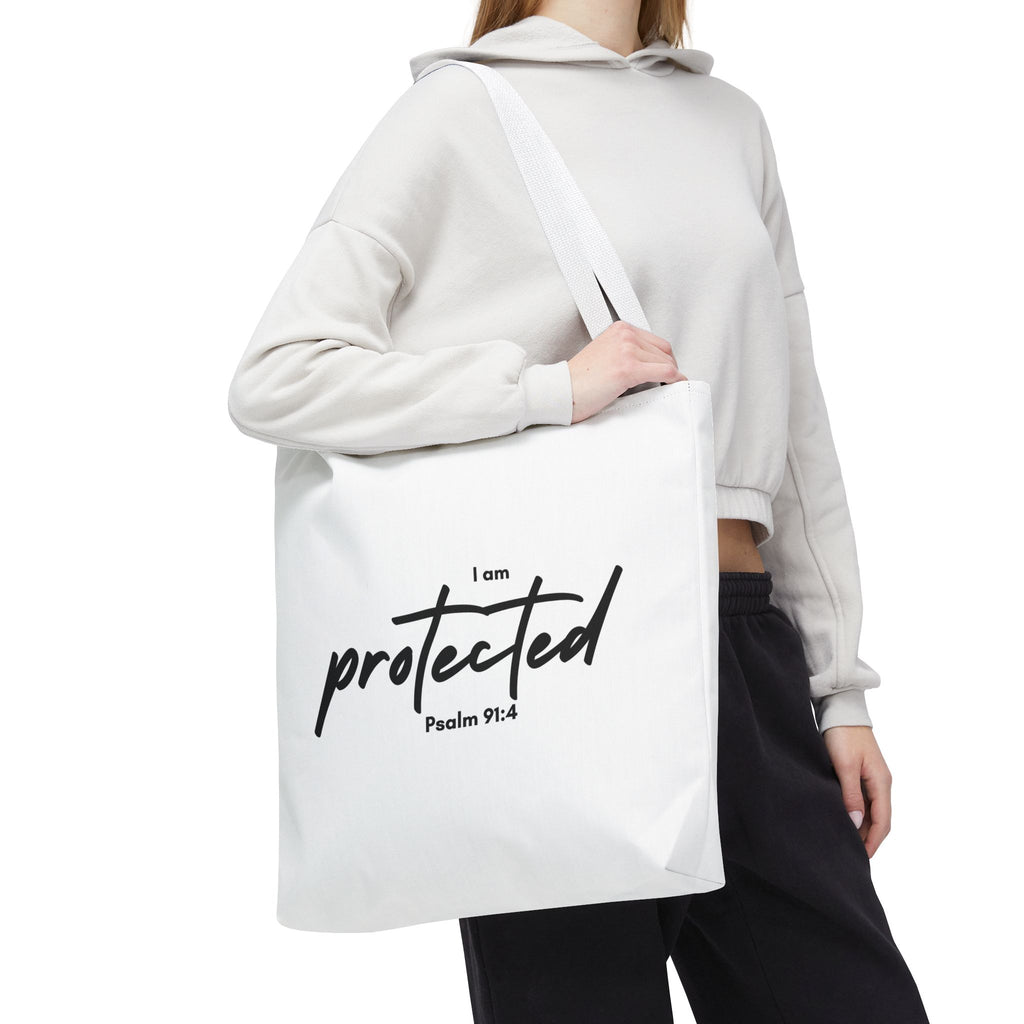 I Am Protected Tote Bag — Psalm 91:4 Christian Scripture Canvas Tote | Faith-Based Carryall