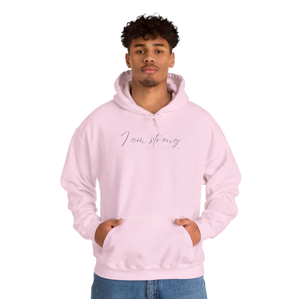 I Am Strong Hoodie – Philippians 4:13 Christian Unisex Faith Sweatshirt