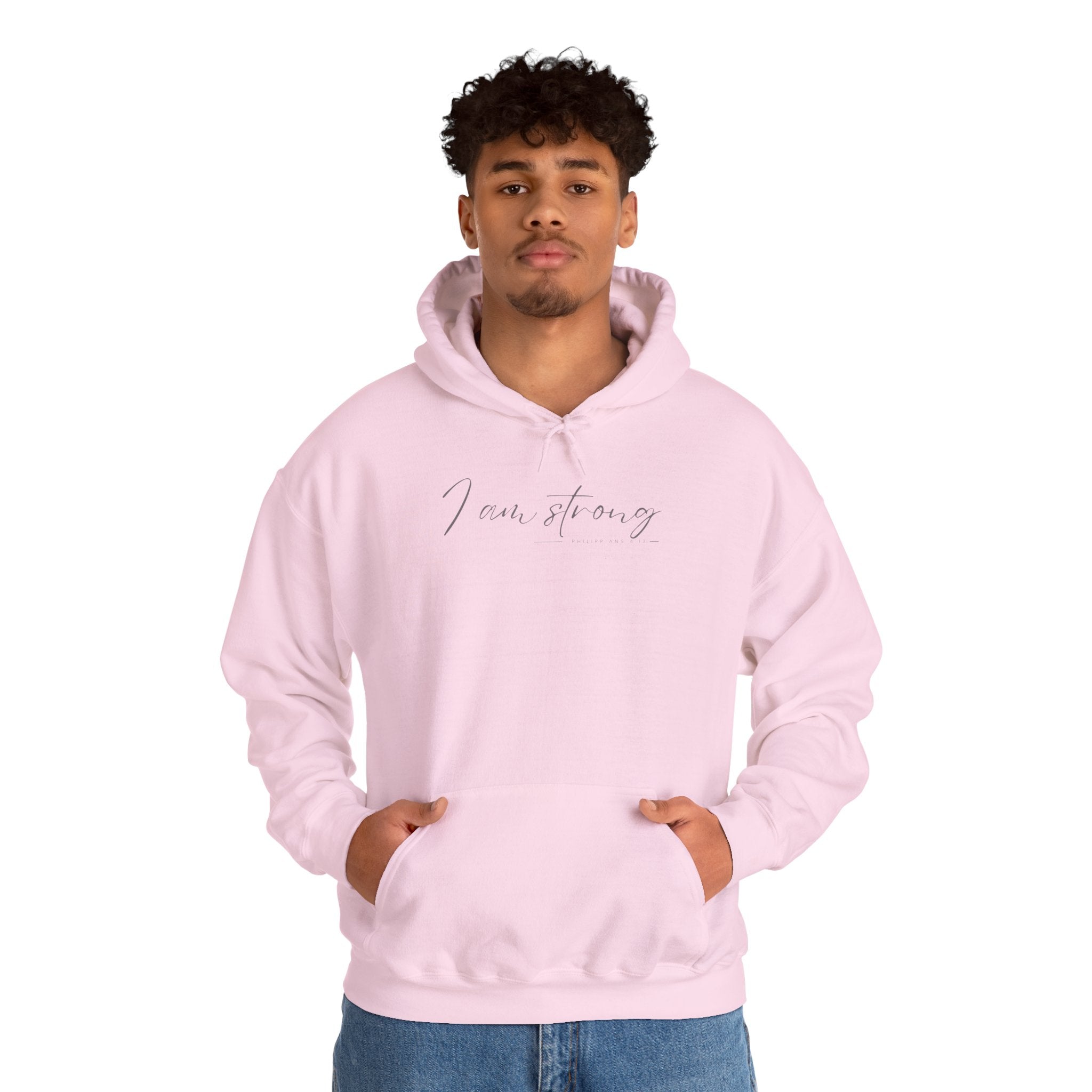 I Am Strong Hoodie – Philippians 4:13 Christian Unisex Faith Sweatshirt