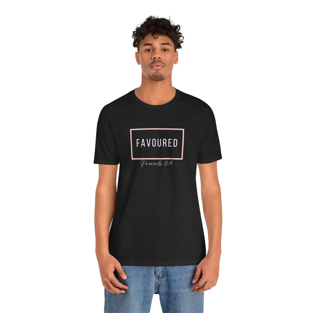 Favoured Christian T-Shirt – Proverbs 3:4 Scripture Tee | Faith-Based Unisex Shirt
