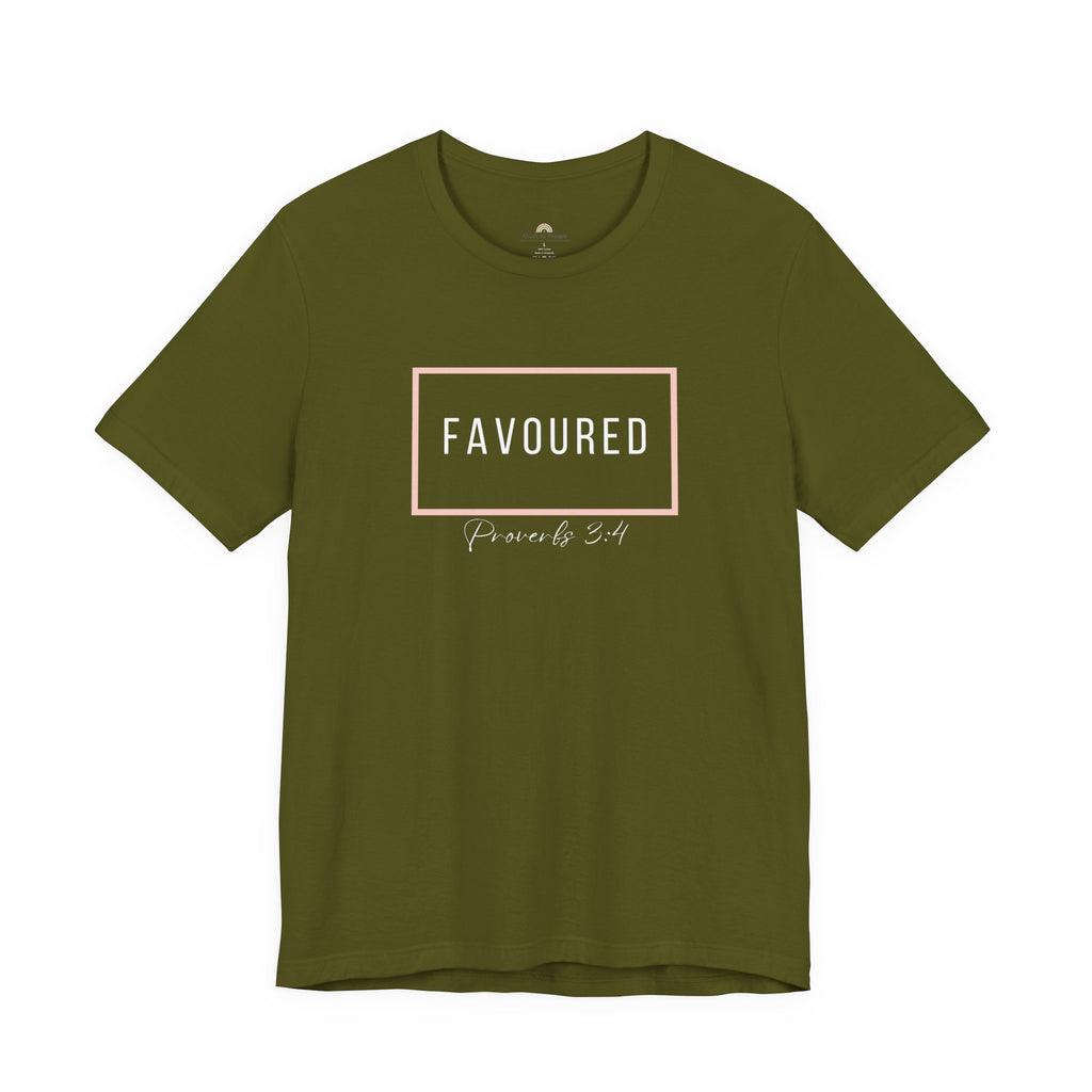 Favoured Christian T-Shirt – Proverbs 3:4 Scripture Tee | Faith-Based Unisex Shirt