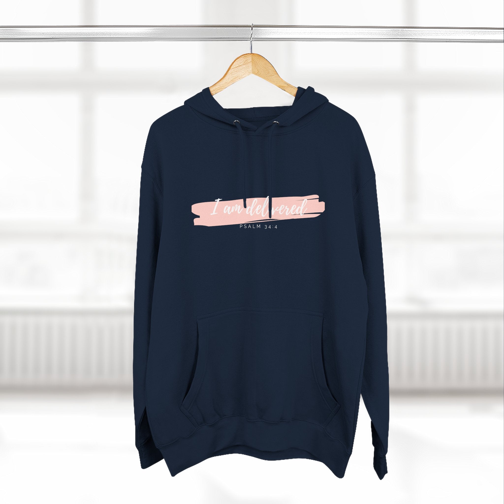 I Am Delivered Christian Hoodie — Psalm 34:4 Faith Hoodie | Inspirational Scripture Pullover | Unisex Christian Apparel