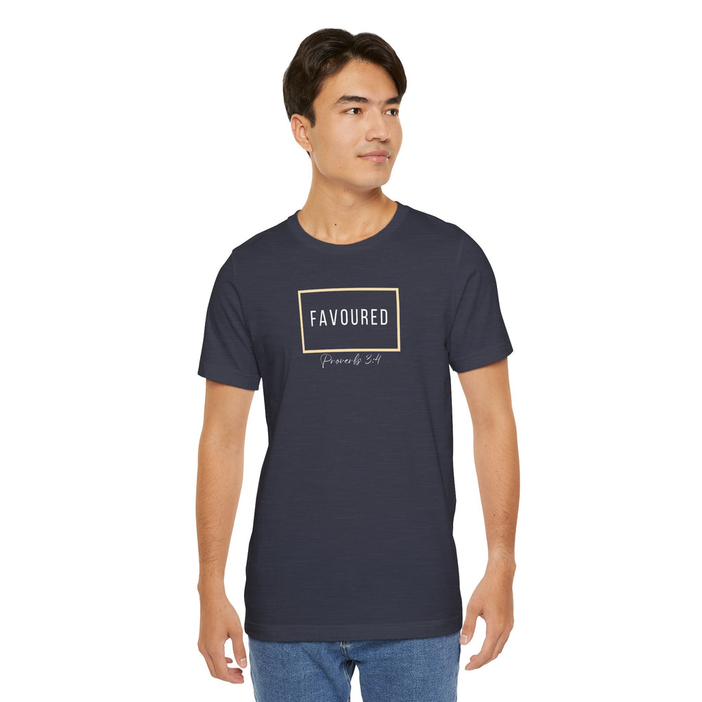 Favoured Christian T-Shirt – Proverbs 3:4 Scripture Tee | Faith-Based Unisex Shirt