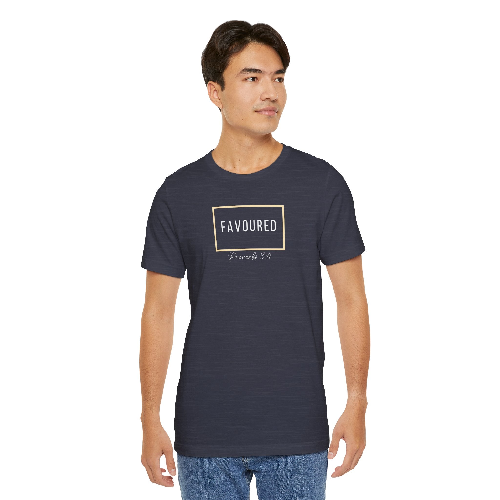 Favoured Christian T-Shirt – Proverbs 3:4 Scripture Tee | Faith-Based Unisex Shirt