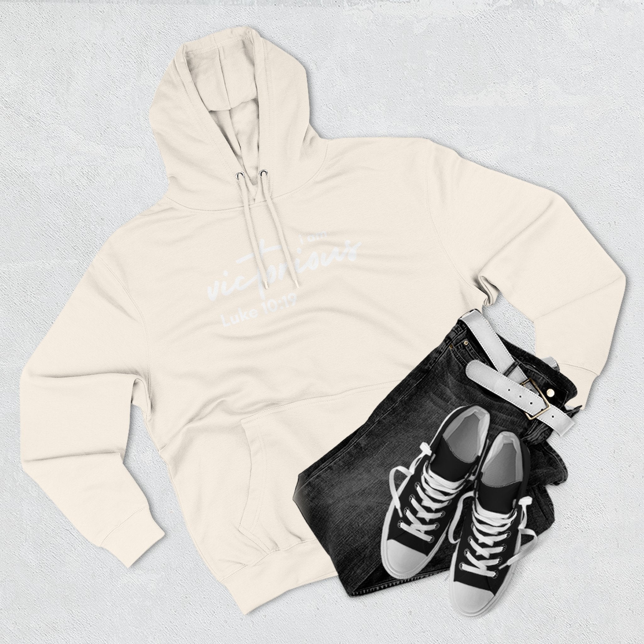 I Am Victorious Hoodie — Luke 10:19 Christian Scripture Fleece Pullover