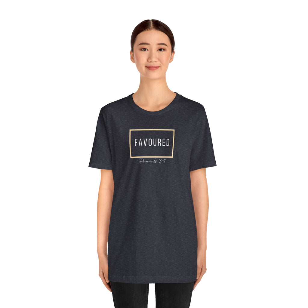 Favoured Christian T-Shirt – Proverbs 3:4 Scripture Tee | Faith-Based Unisex Shirt