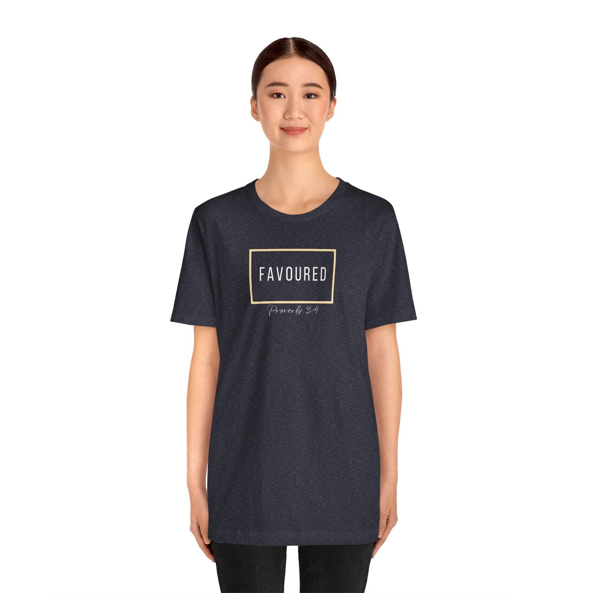 Favoured Christian T-Shirt – Proverbs 3:4 Scripture Tee | Faith-Based Unisex Shirt