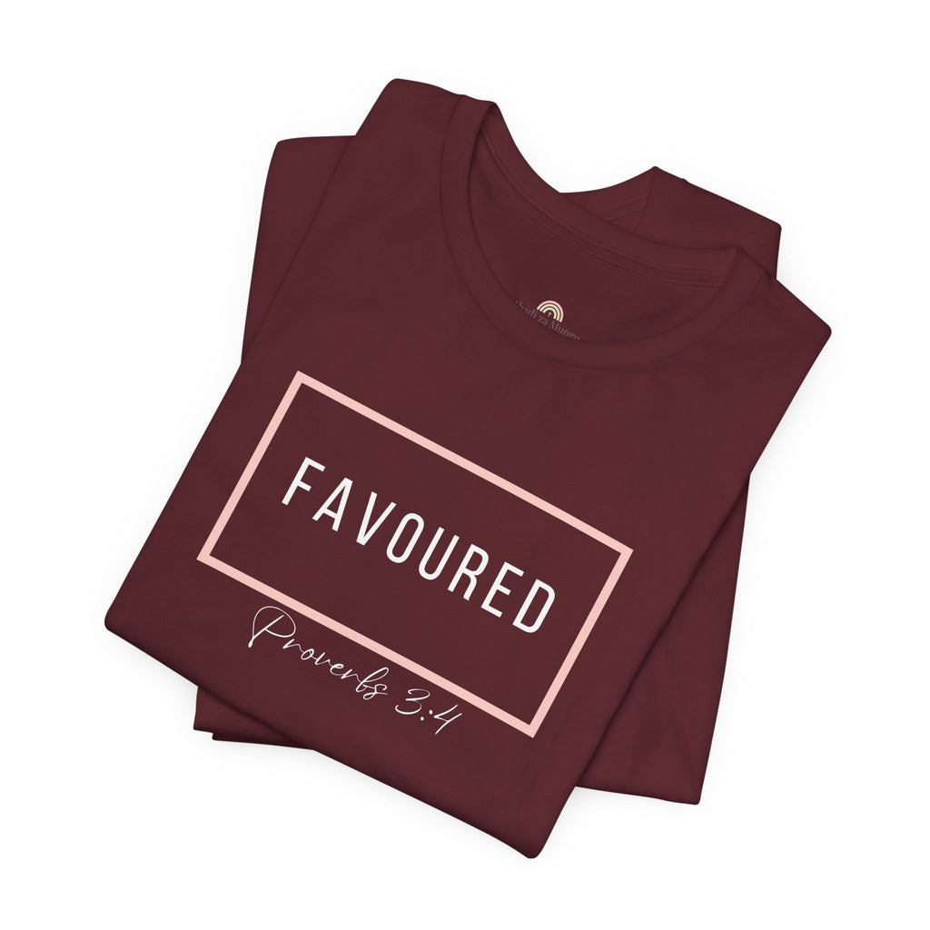 Favoured Christian T-Shirt – Proverbs 3:4 Scripture Tee | Faith-Based Unisex Shirt