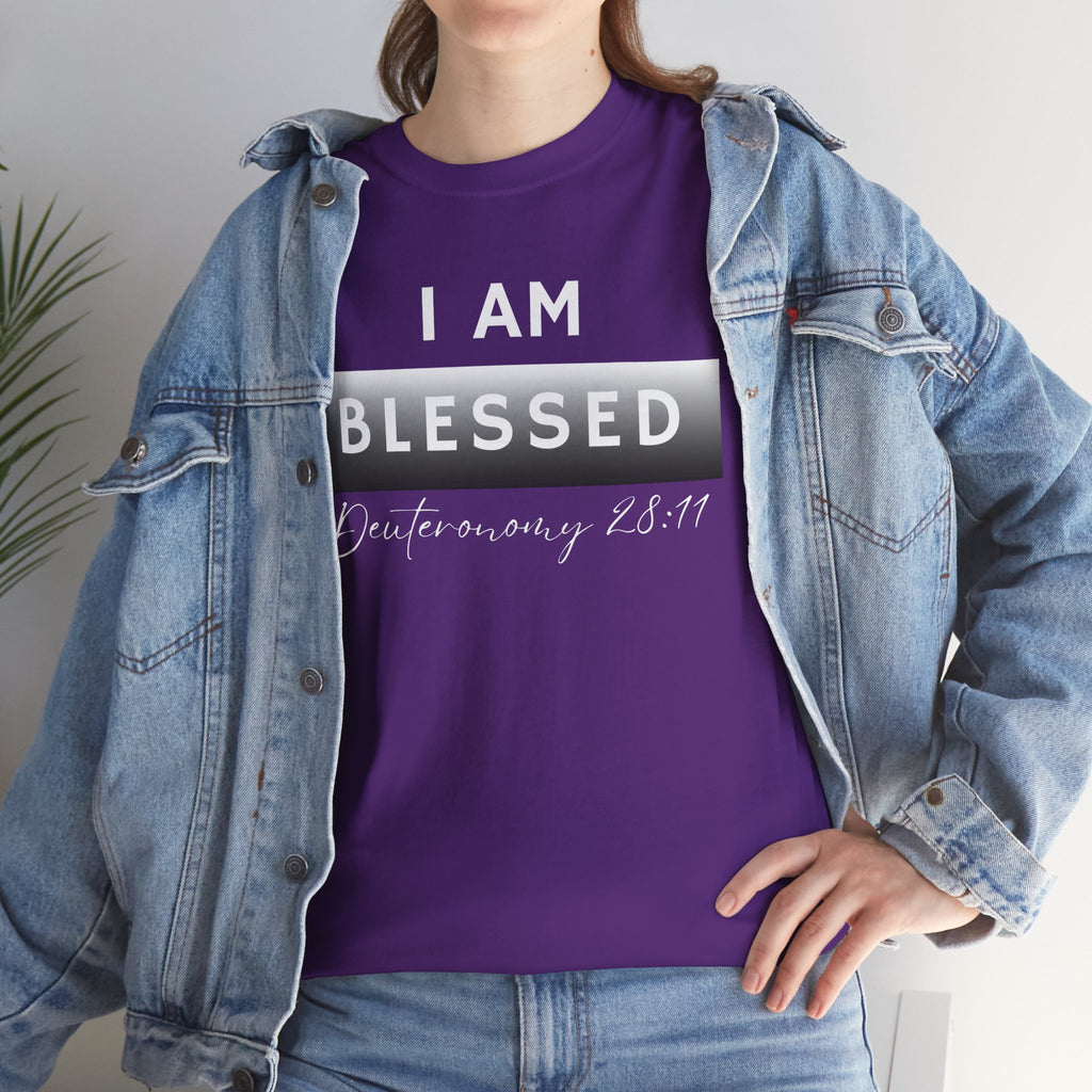 I Am Blessed Christian T-Shirt — Deuteronomy 28:11 Scripture Faith Tee (2)