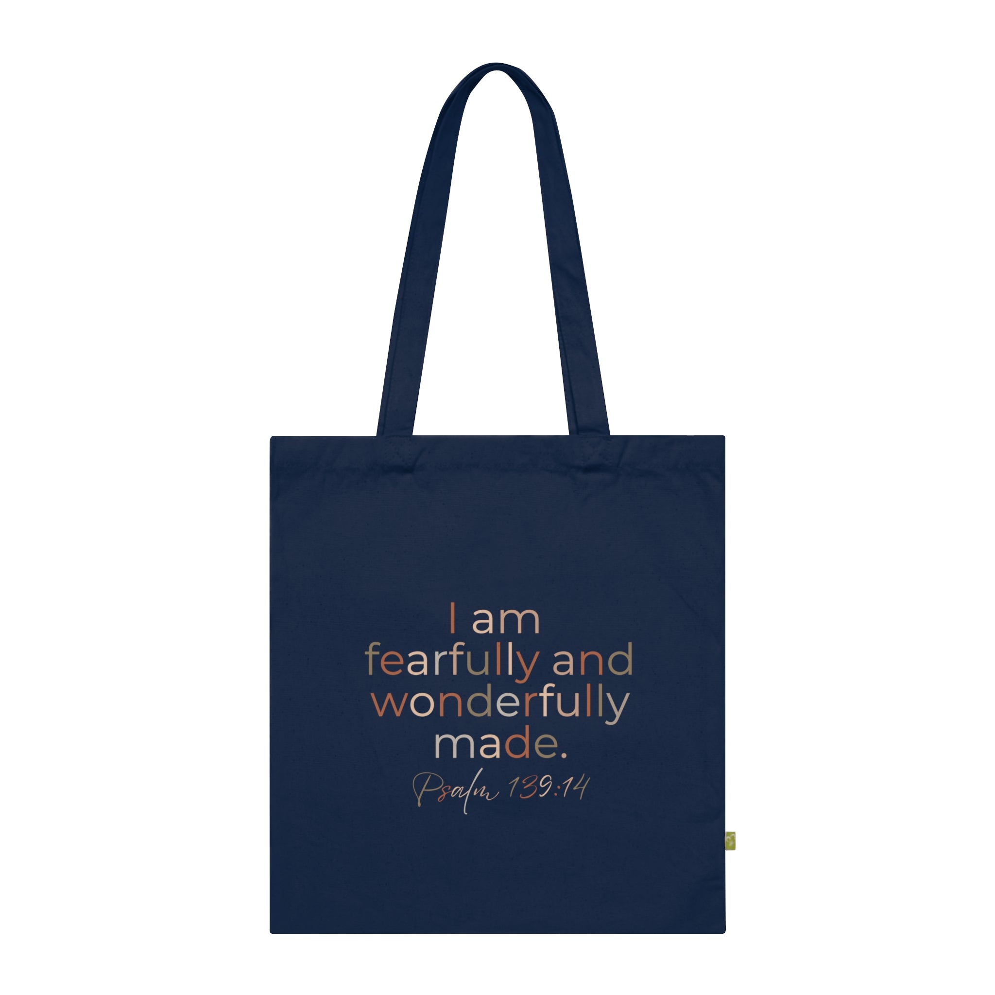 Fearfully & Wonderfully Made Organic Cotton Tote — Psalm 139:14 Scripture Bag | Christian Eco-Friendly Canvas Tote