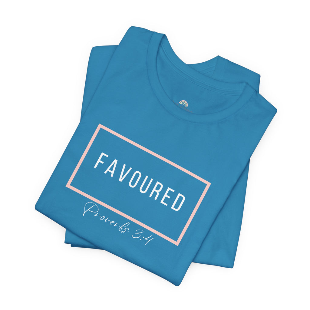 Favoured Christian T-Shirt – Proverbs 3:4 Scripture Tee | Faith-Based Unisex Shirt