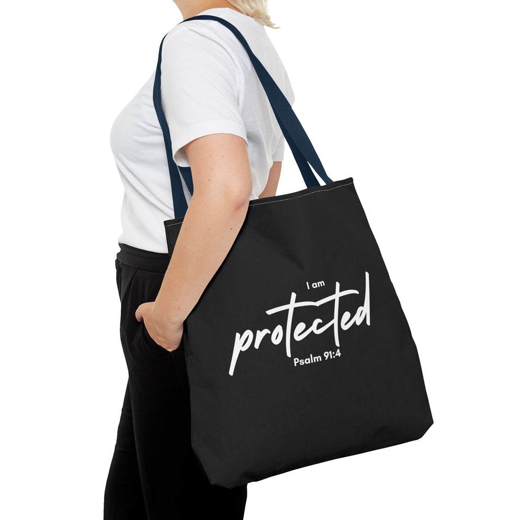 I Am Protected Tote Bag — Psalm 91:4 Christian Scripture Canvas Tote | Faith-Based Carryall