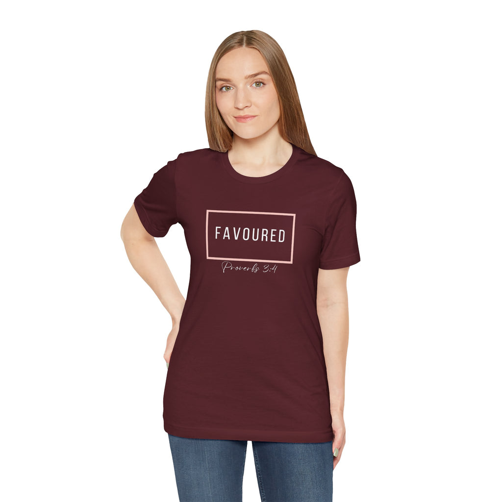 Favoured Christian T-Shirt – Proverbs 3:4 Scripture Tee | Faith-Based Unisex Shirt