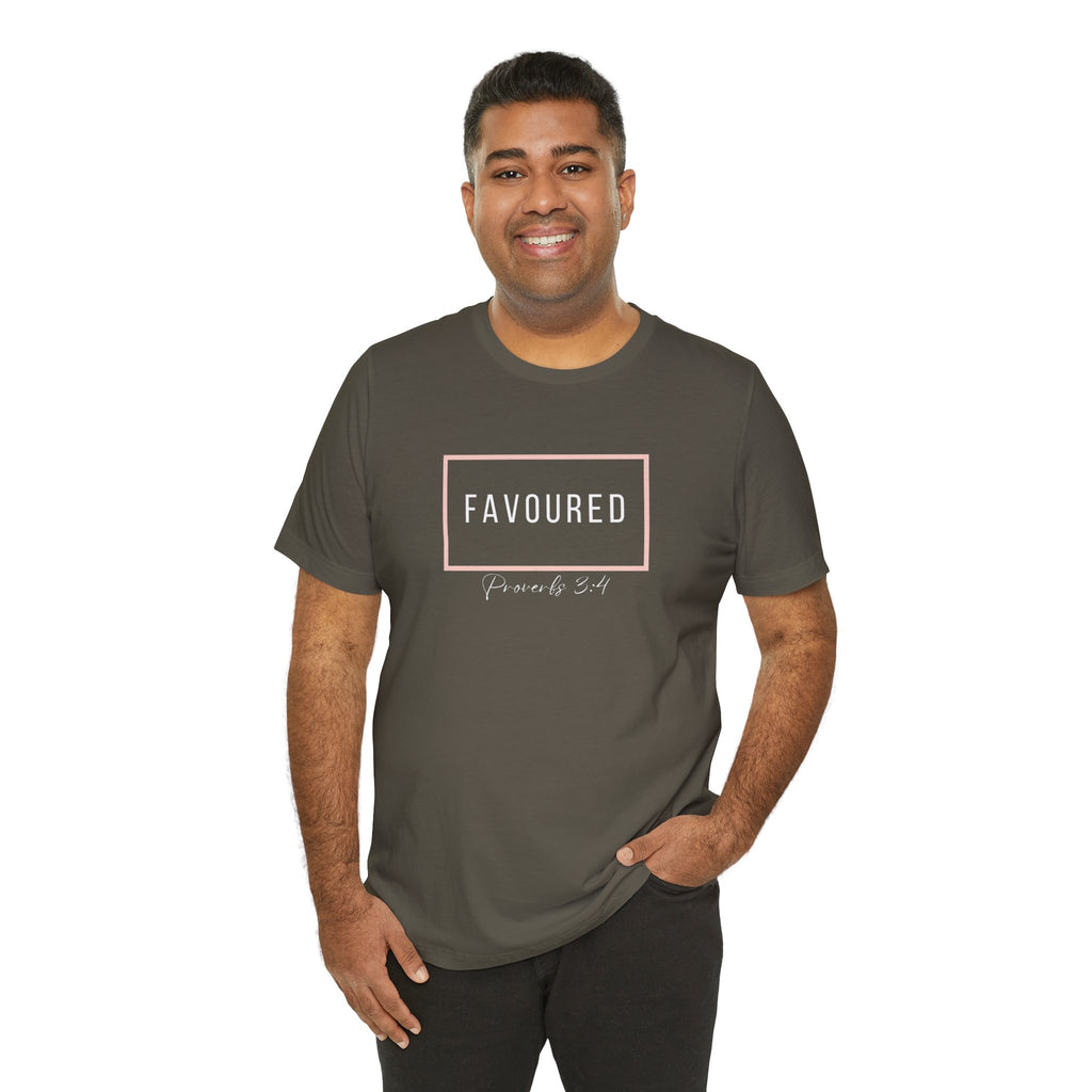 Favoured Christian T-Shirt – Proverbs 3:4 Scripture Tee | Faith-Based Unisex Shirt