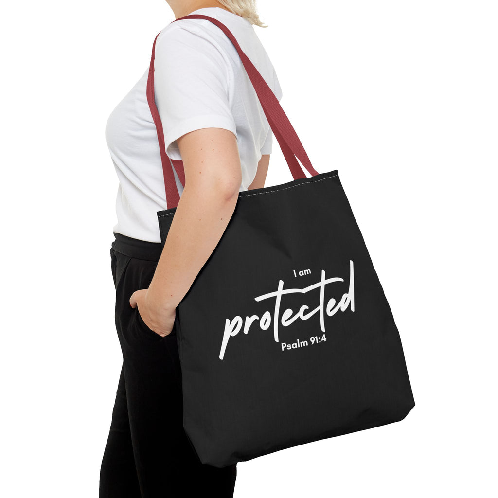 I Am Protected Tote Bag — Psalm 91:4 Christian Scripture Canvas Tote | Faith-Based Carryall