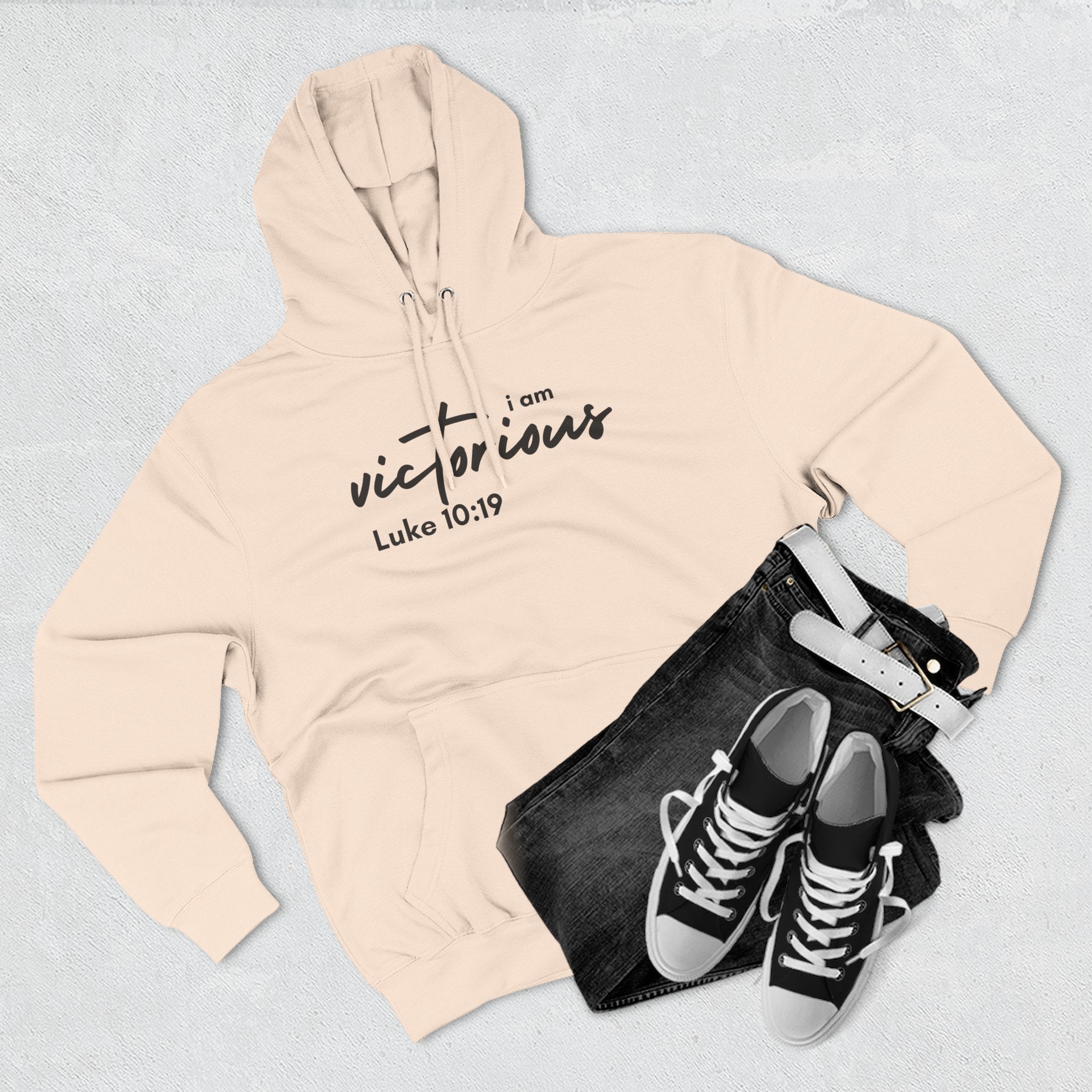 I Am Victorious Hoodie — Luke 10:19 Christian Scripture Fleece Pullover