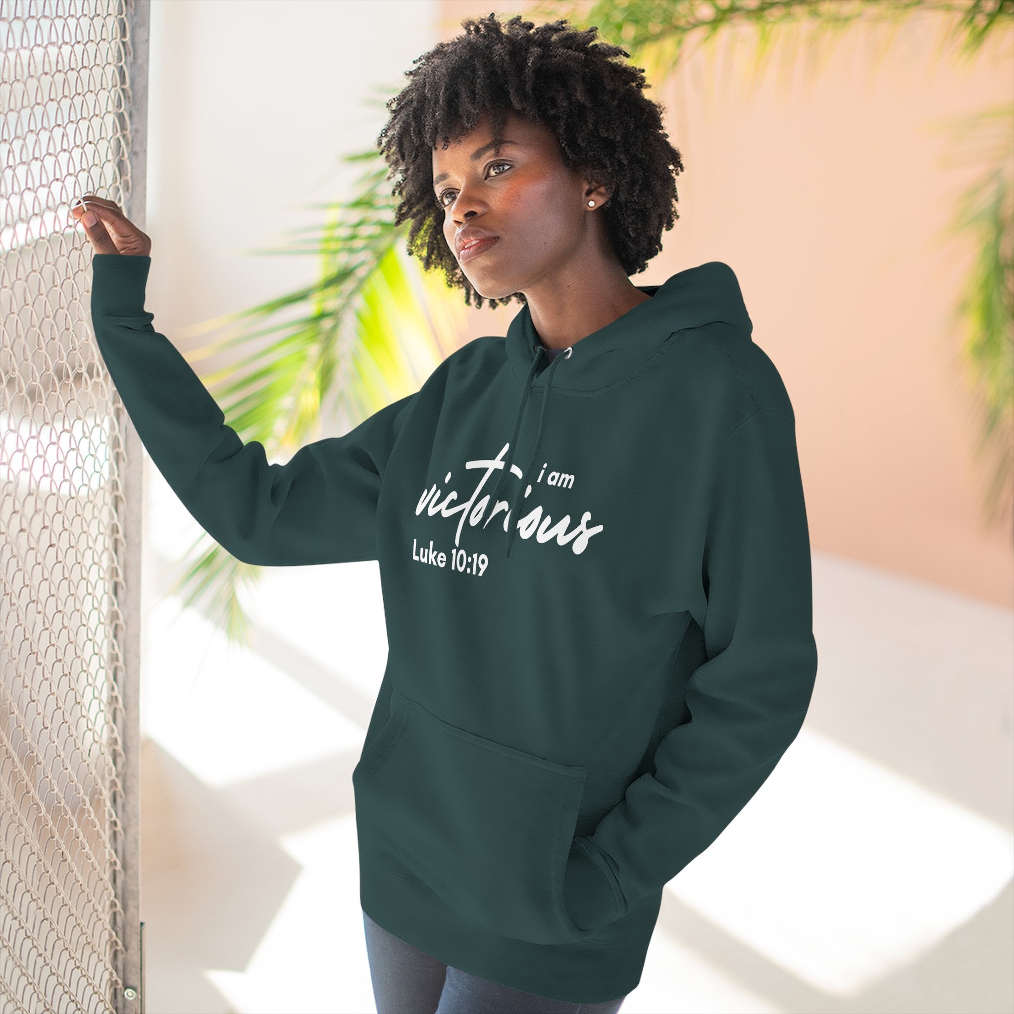 I Am Victorious Hoodie — Luke 10:19 Christian Scripture Fleece Pullover