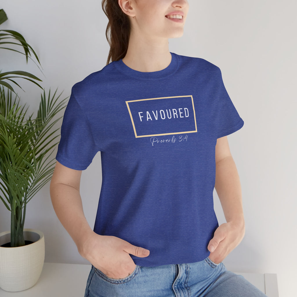 Favoured Christian T-Shirt – Proverbs 3:4 Scripture Tee | Faith-Based Unisex Shirt
