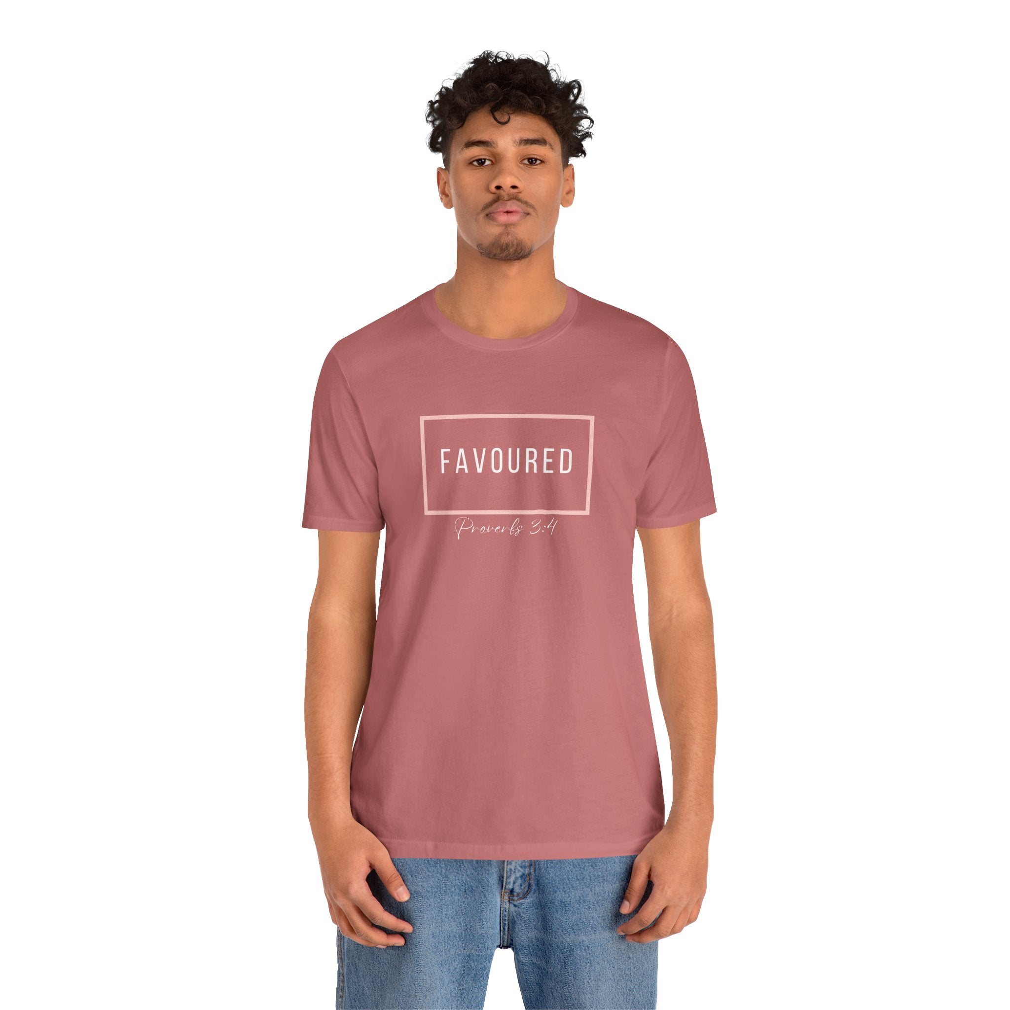 Favoured Christian T-Shirt – Proverbs 3:4 Scripture Tee | Faith-Based Unisex Shirt