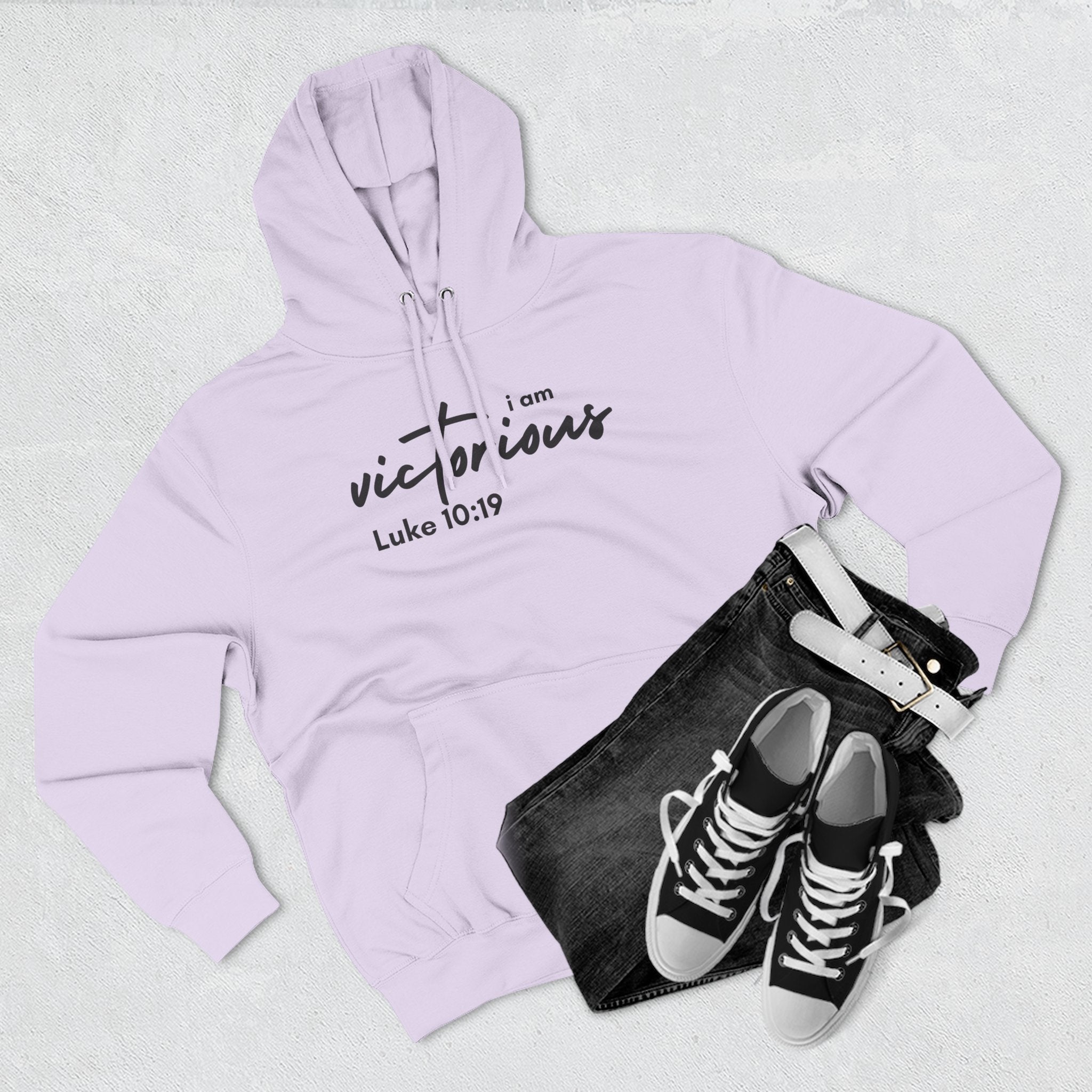 I Am Victorious Hoodie — Luke 10:19 Christian Scripture Fleece Pullover